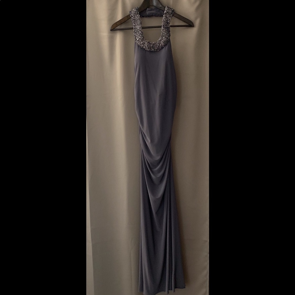 Maxi dress /  Formal JS Boutique Dress / Rhinestone gray  Maxi - Picture 2 of 5